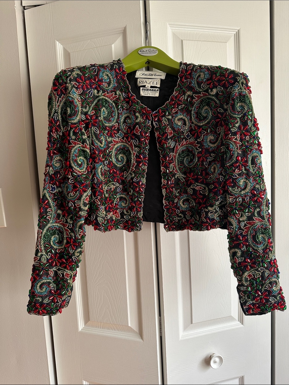 Saks Fifth Avenue Riazee Multicolor Beaded Cropped Jacket